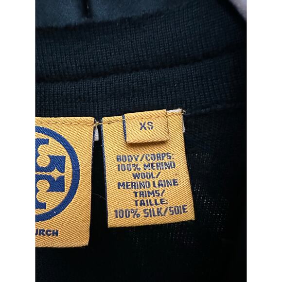 Tory Burch Merino Wool & Silk Gauge Cardigan Black Size XS - Picture 11 of 13